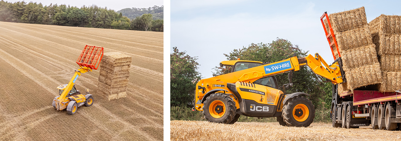 JCB 542-70 AgriXtra telehandlers stacking straw 